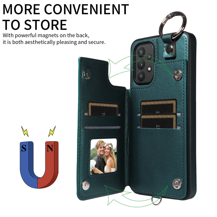 For Samsung Galaxy A32 5G Rhombic Texture Card Bag Phone Case with Short Lanyard