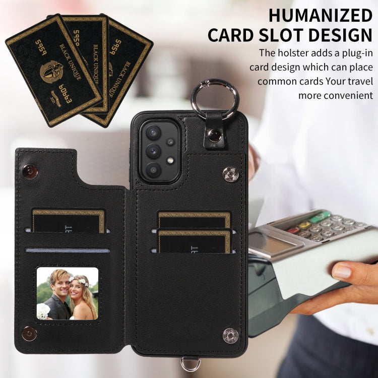 For Samsung Galaxy A32 5G Rhombic Texture Card Bag Phone Case with Short Lanyard