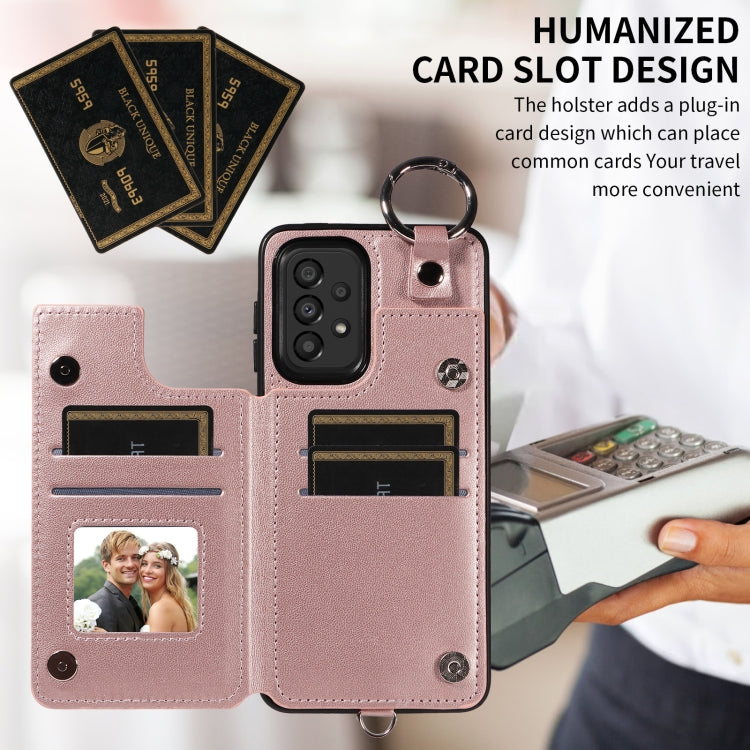 For Samsung Galaxy A33 5G Rhombic Texture Card Bag Phone Case with Short Lanyard