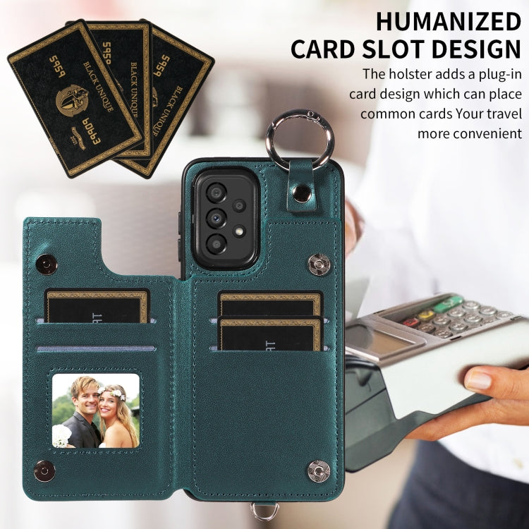 For Samsung Galaxy A33 5G Rhombic Texture Card Bag Phone Case with Short Lanyard