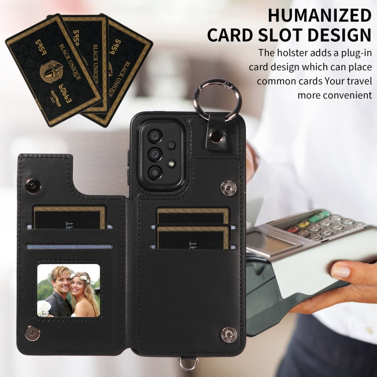 For Samsung Galaxy A33 5G Rhombic Texture Card Bag Phone Case with Short Lanyard