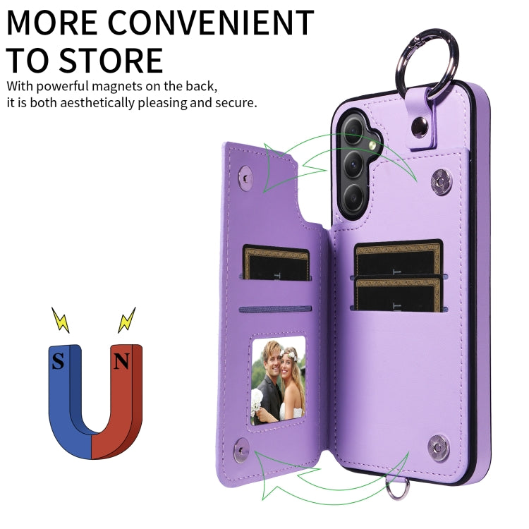 For Samsung Galaxy A34 5G Rhombic Texture Card Bag Phone Case with Short Lanyard