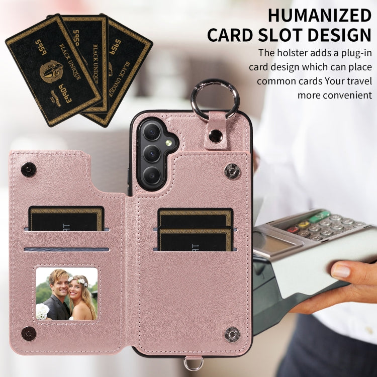 For Samsung Galaxy A34 5G Rhombic Texture Card Bag Phone Case with Short Lanyard