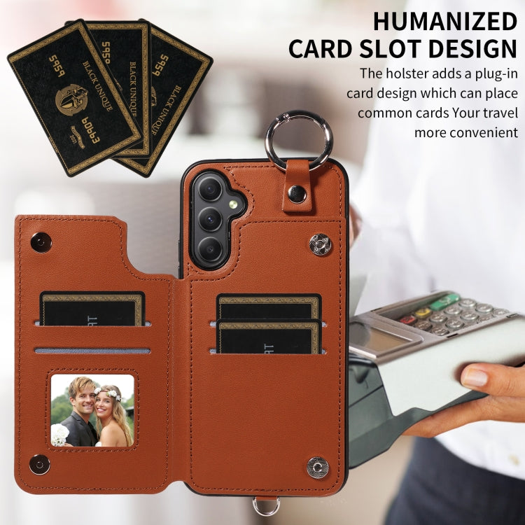 For Samsung Galaxy A34 5G Rhombic Texture Card Bag Phone Case with Short Lanyard