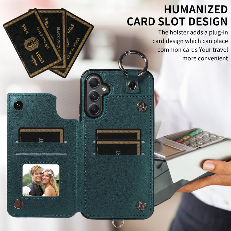 For Samsung Galaxy A34 5G Rhombic Texture Card Bag Phone Case with Short Lanyard