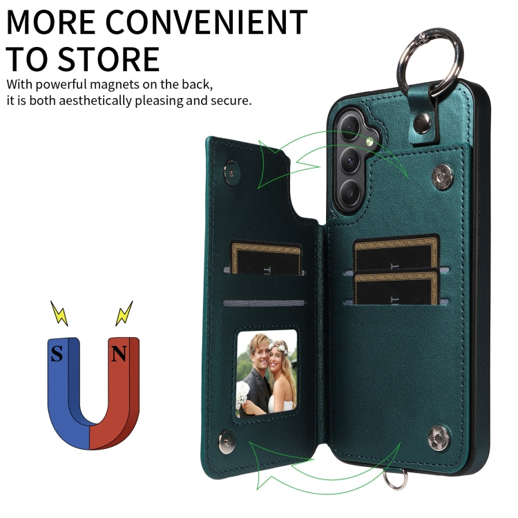 For Samsung Galaxy A34 5G Rhombic Texture Card Bag Phone Case with Short Lanyard