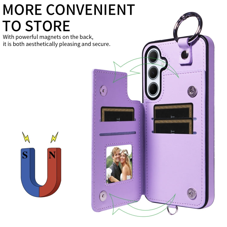 For Samsung Galaxy A35 5G Rhombic Texture Card Bag Phone Case with Short Lanyard