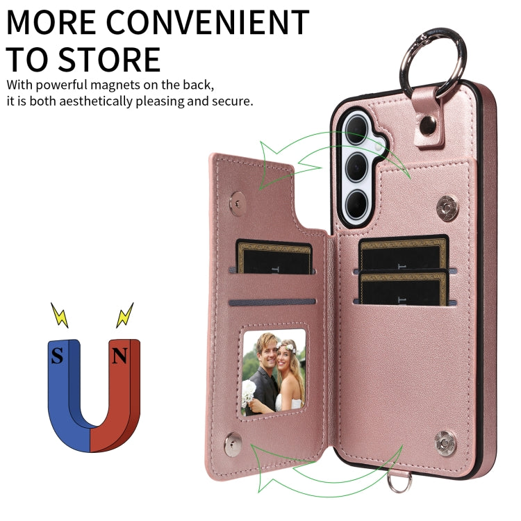 For Samsung Galaxy A35 5G Rhombic Texture Card Bag Phone Case with Short Lanyard