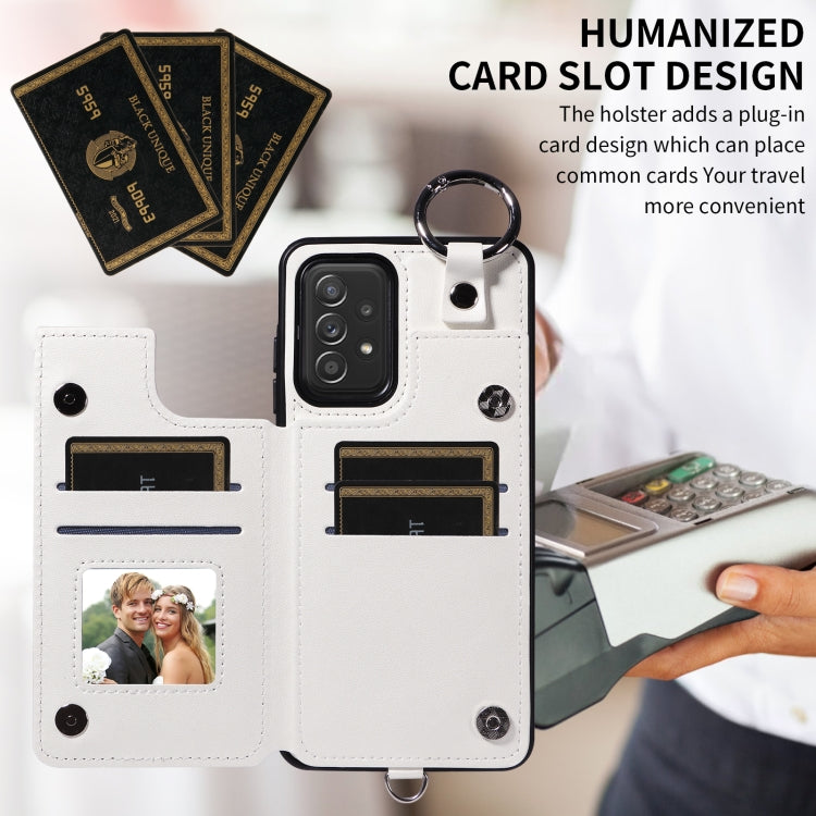 For Samsung Galaxy A52 4G / 5G / A52s Rhombic Texture Card Bag Phone Case with Short Lanyard