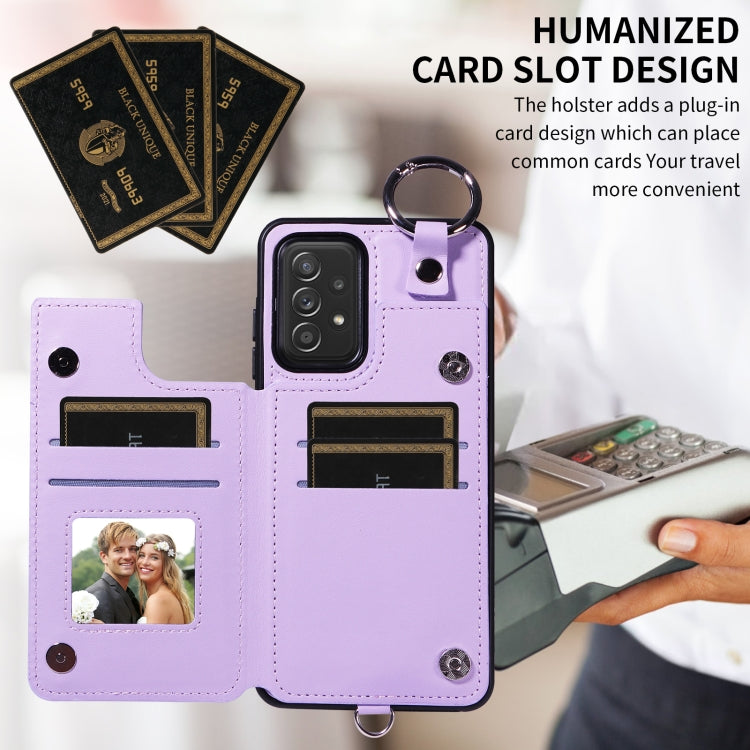 For Samsung Galaxy A52 4G / 5G / A52s Rhombic Texture Card Bag Phone Case with Short Lanyard