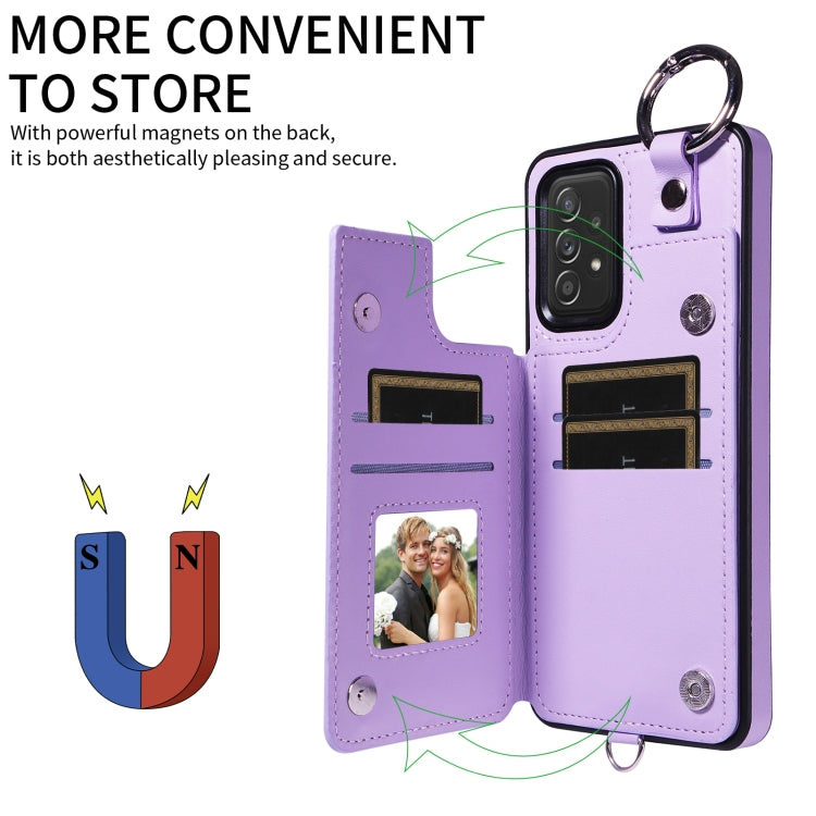 For Samsung Galaxy A52 4G / 5G / A52s Rhombic Texture Card Bag Phone Case with Short Lanyard