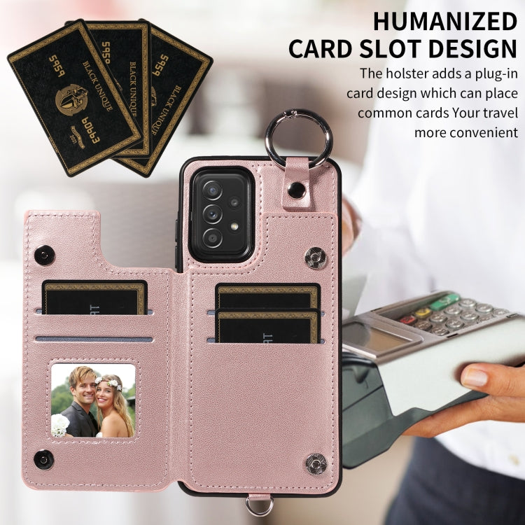 For Samsung Galaxy A52 4G / 5G / A52s Rhombic Texture Card Bag Phone Case with Short Lanyard