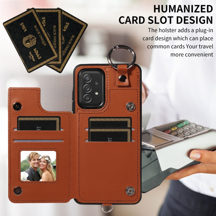 For Samsung Galaxy A52 4G / 5G / A52s Rhombic Texture Card Bag Phone Case with Short Lanyard