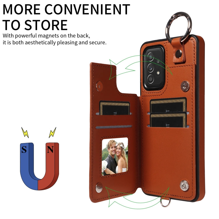 For Samsung Galaxy A52 4G / 5G / A52s Rhombic Texture Card Bag Phone Case with Short Lanyard