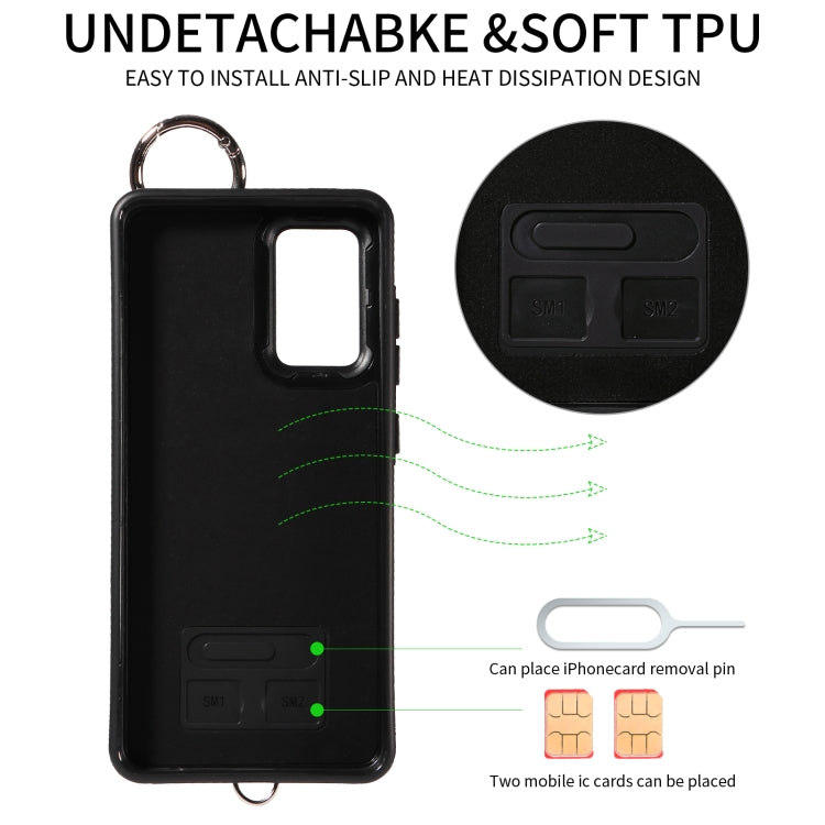For Samsung Galaxy A52 4G / 5G / A52s Rhombic Texture Card Bag Phone Case with Short Lanyard