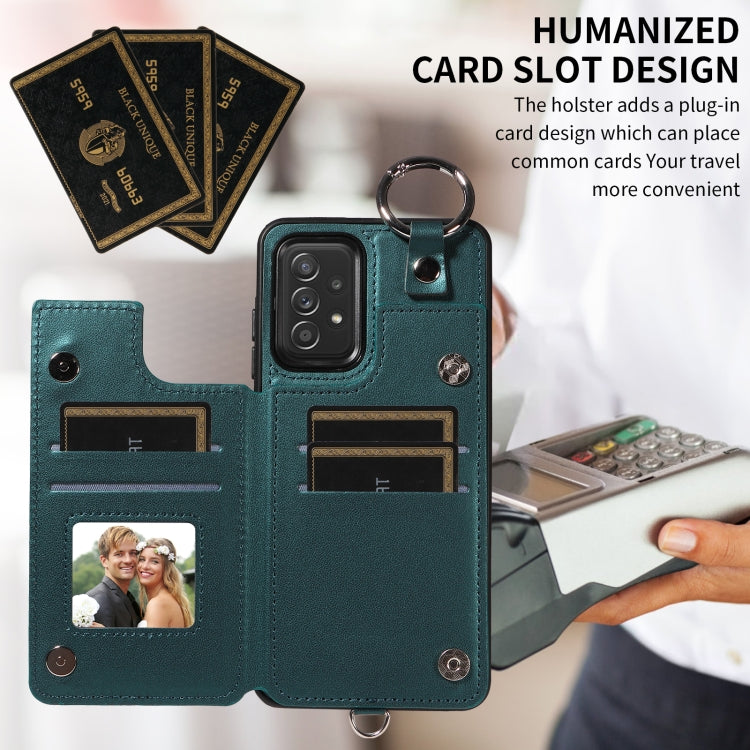 For Samsung Galaxy A52 4G / 5G / A52s Rhombic Texture Card Bag Phone Case with Short Lanyard