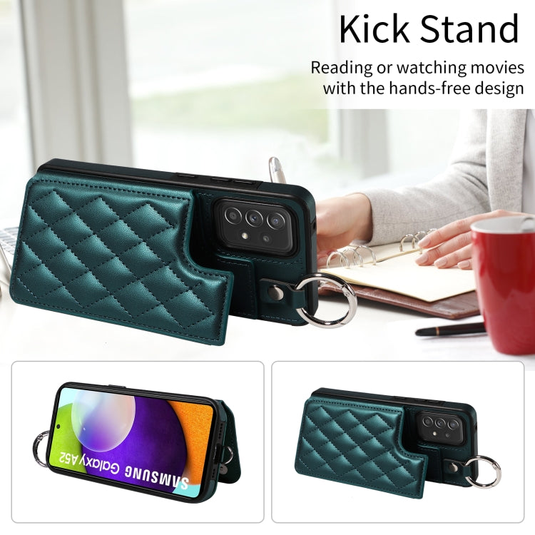 For Samsung Galaxy A52 4G / 5G / A52s Rhombic Texture Card Bag Phone Case with Short Lanyard