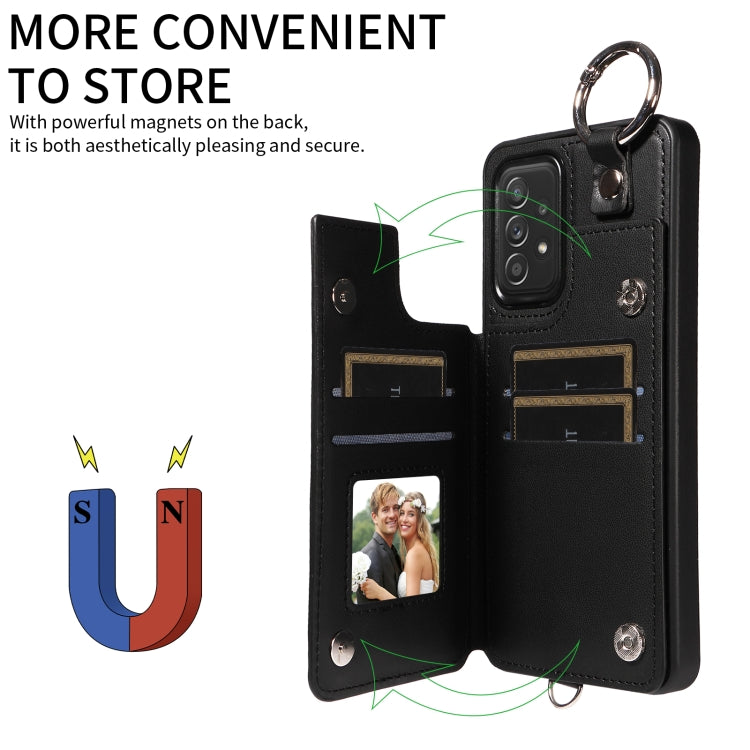 For Samsung Galaxy A52 4G / 5G / A52s Rhombic Texture Card Bag Phone Case with Short Lanyard