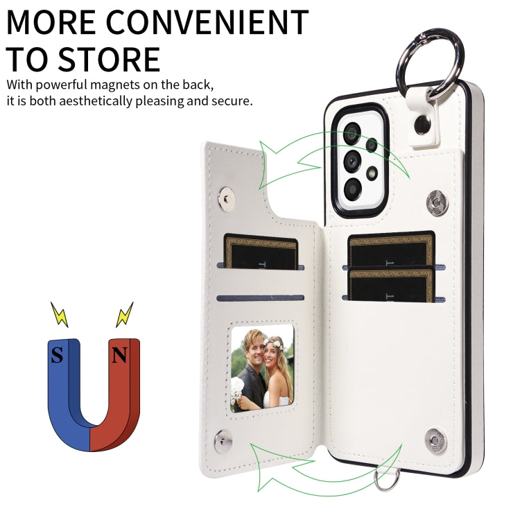 For Samsung Galaxy A53 5G Rhombic Texture Card Bag Phone Case with Short Lanyard