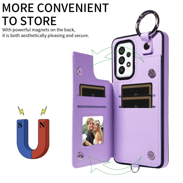 For Samsung Galaxy A53 5G Rhombic Texture Card Bag Phone Case with Short Lanyard