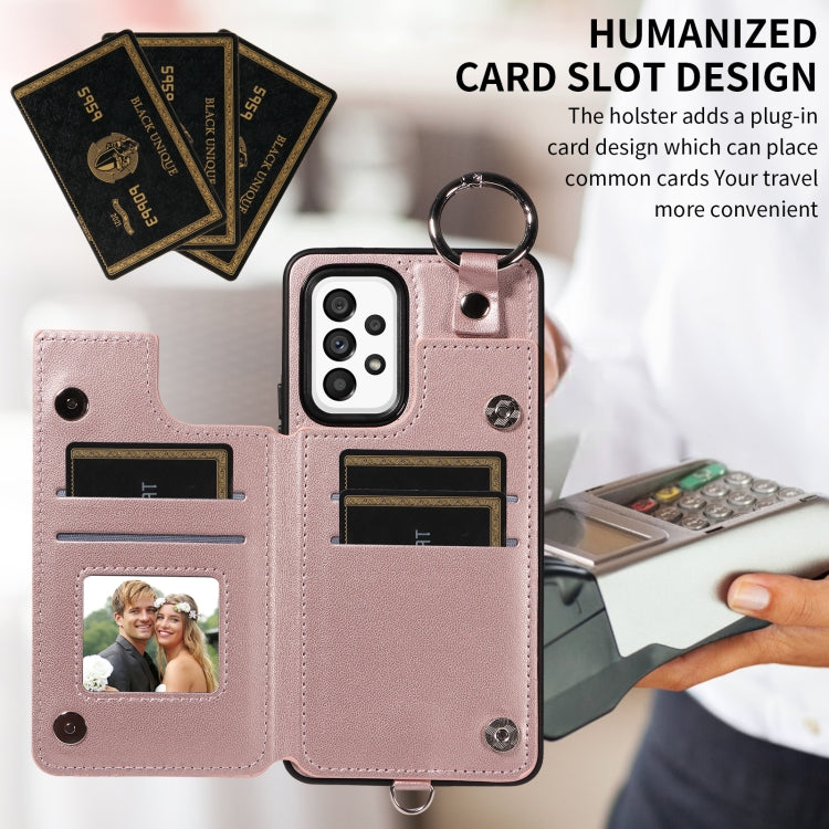 For Samsung Galaxy A53 5G Rhombic Texture Card Bag Phone Case with Short Lanyard