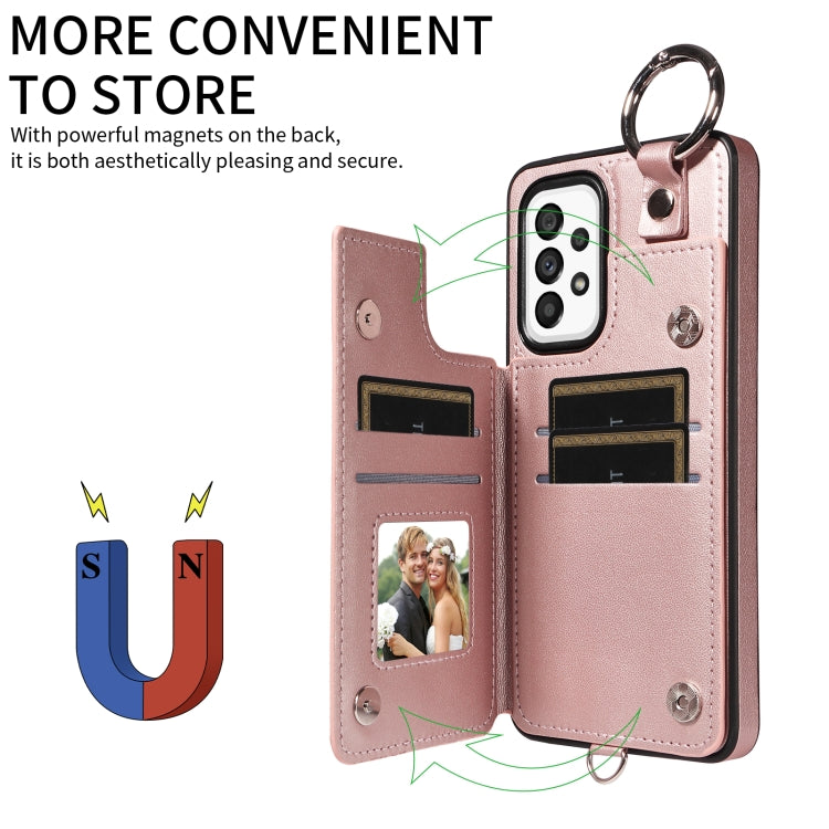 For Samsung Galaxy A53 5G Rhombic Texture Card Bag Phone Case with Short Lanyard