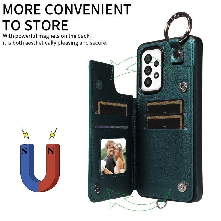 For Samsung Galaxy A53 5G Rhombic Texture Card Bag Phone Case with Short Lanyard