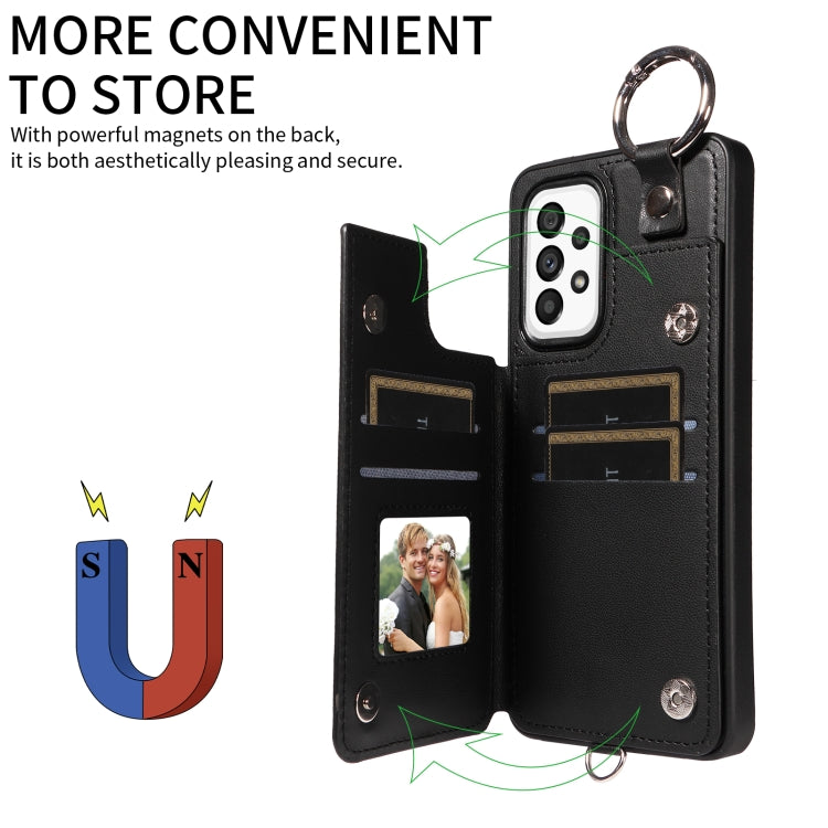 For Samsung Galaxy A53 5G Rhombic Texture Card Bag Phone Case with Short Lanyard