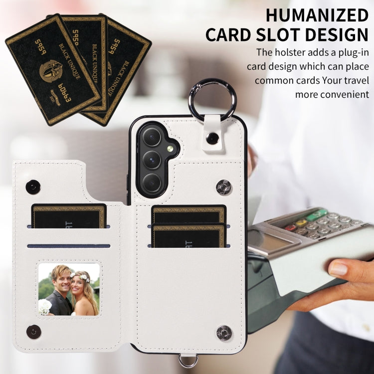For Samsung Galaxy A54 5G Rhombic Texture Card Bag Phone Case with Short Lanyard