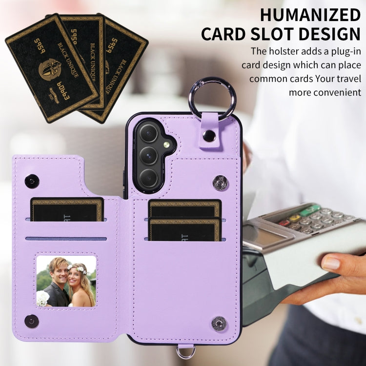 For Samsung Galaxy A54 5G Rhombic Texture Card Bag Phone Case with Short Lanyard