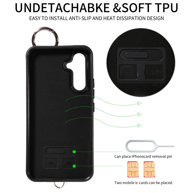 For Samsung Galaxy A54 5G Rhombic Texture Card Bag Phone Case with Short Lanyard