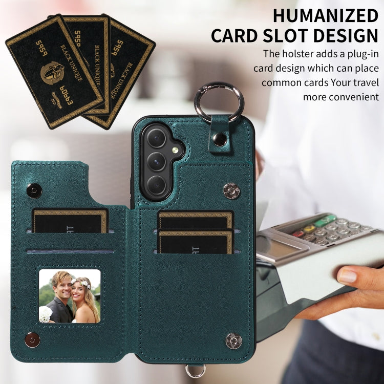 For Samsung Galaxy A54 5G Rhombic Texture Card Bag Phone Case with Short Lanyard