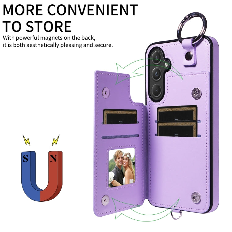 For Samsung Galaxy A55 5G Rhombic Texture Card Bag Phone Case with Short Lanyard