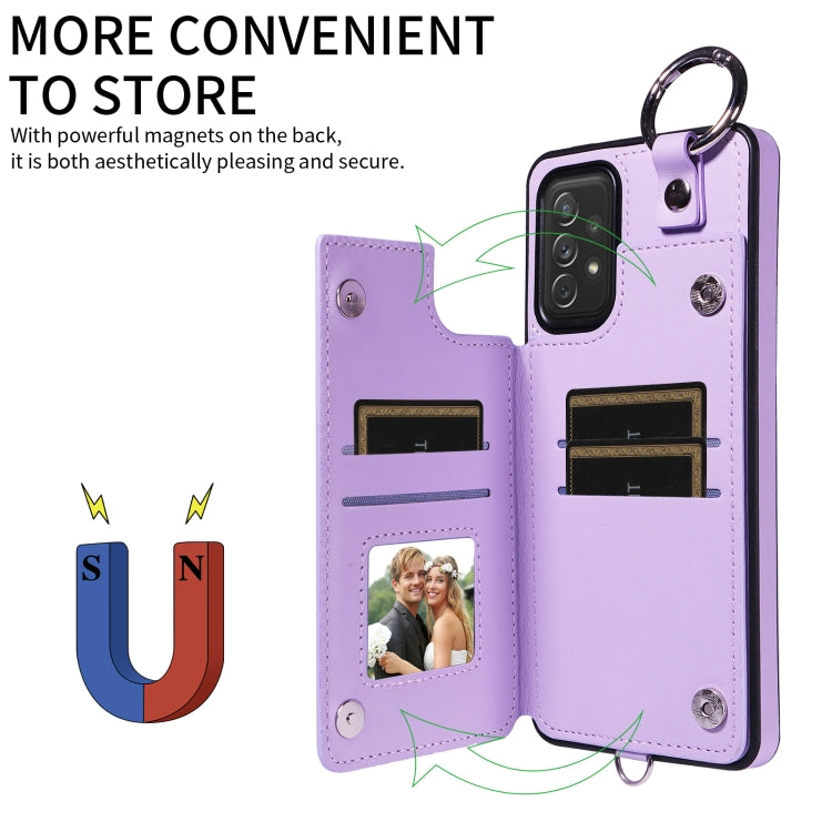 For Samsung Galaxy A72 4G / 5G Rhombic Texture Card Bag Phone Case with Short Lanyard