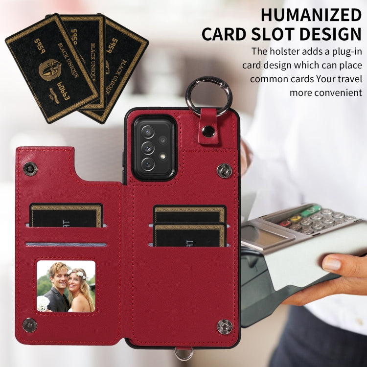 For Samsung Galaxy A72 4G / 5G Rhombic Texture Card Bag Phone Case with Short Lanyard
