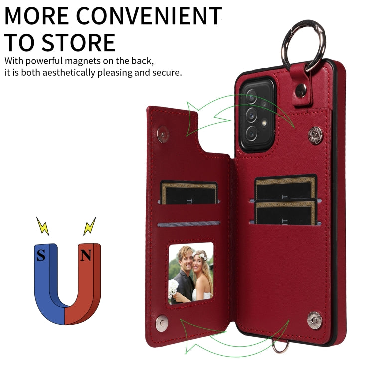 For Samsung Galaxy A72 4G / 5G Rhombic Texture Card Bag Phone Case with Short Lanyard