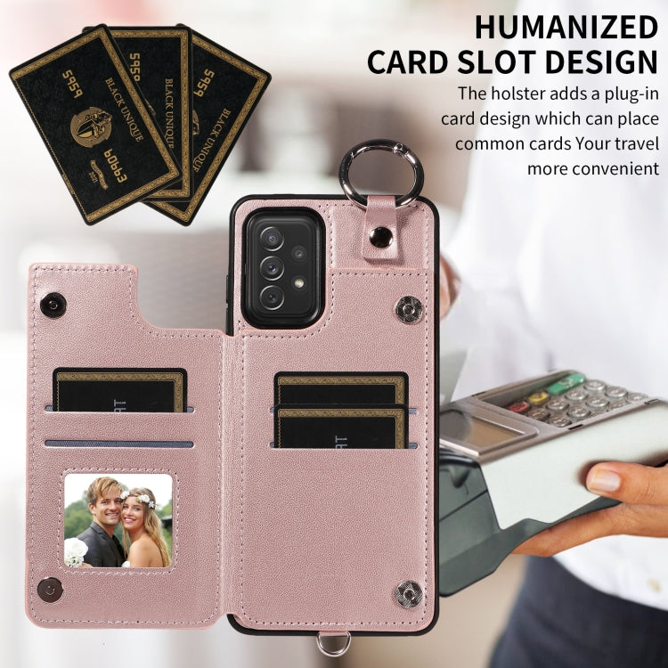 For Samsung Galaxy A72 4G / 5G Rhombic Texture Card Bag Phone Case with Short Lanyard