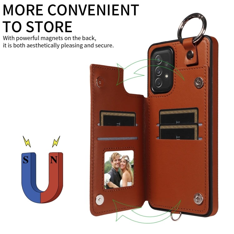 For Samsung Galaxy A72 4G / 5G Rhombic Texture Card Bag Phone Case with Short Lanyard