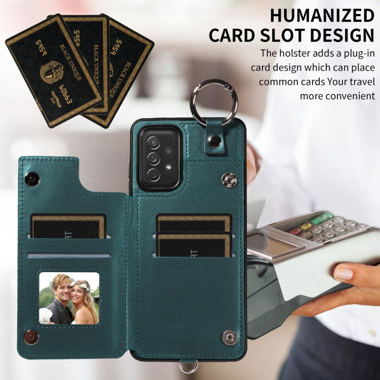 For Samsung Galaxy A72 4G / 5G Rhombic Texture Card Bag Phone Case with Short Lanyard