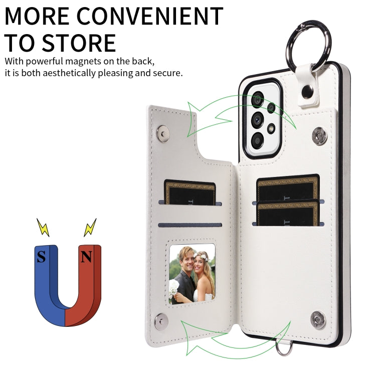 For Samsung Galaxy A73 5G Rhombic Texture Card Bag Phone Case with Short Lanyard
