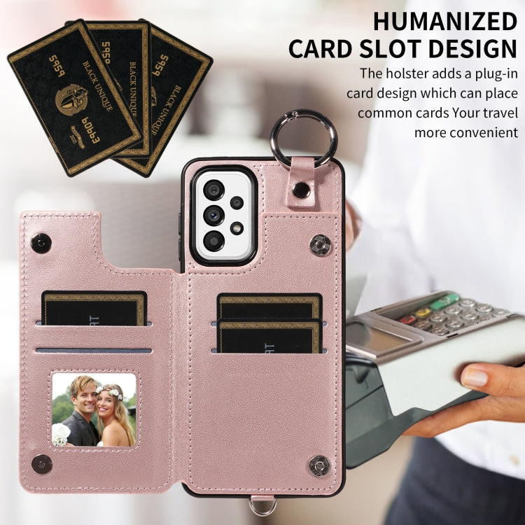 For Samsung Galaxy A73 5G Rhombic Texture Card Bag Phone Case with Short Lanyard