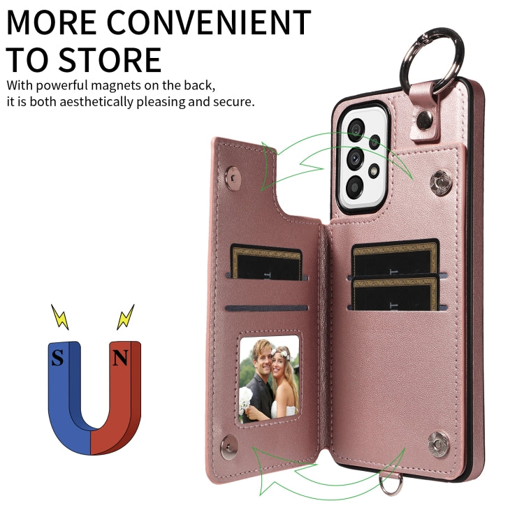 For Samsung Galaxy A73 5G Rhombic Texture Card Bag Phone Case with Short Lanyard