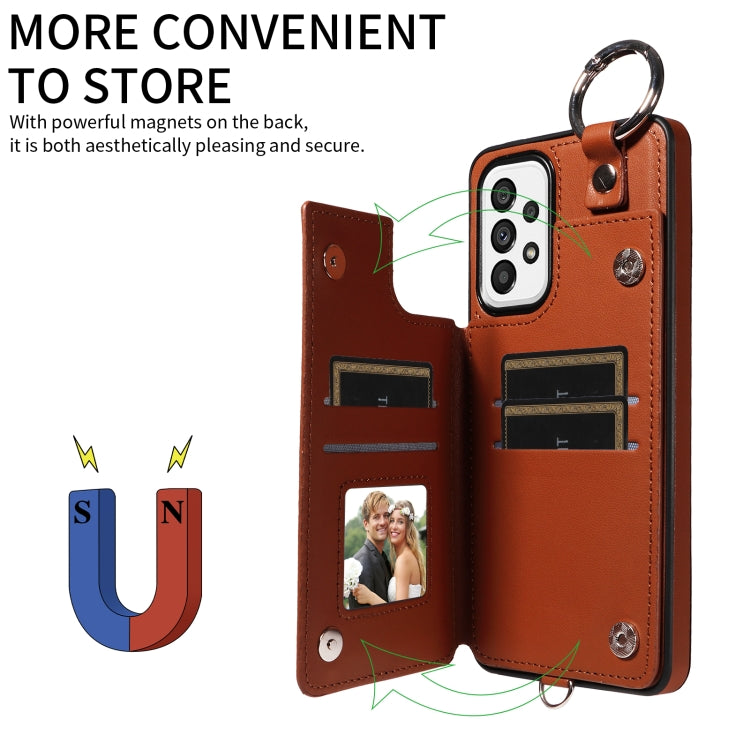 For Samsung Galaxy A73 5G Rhombic Texture Card Bag Phone Case with Short Lanyard