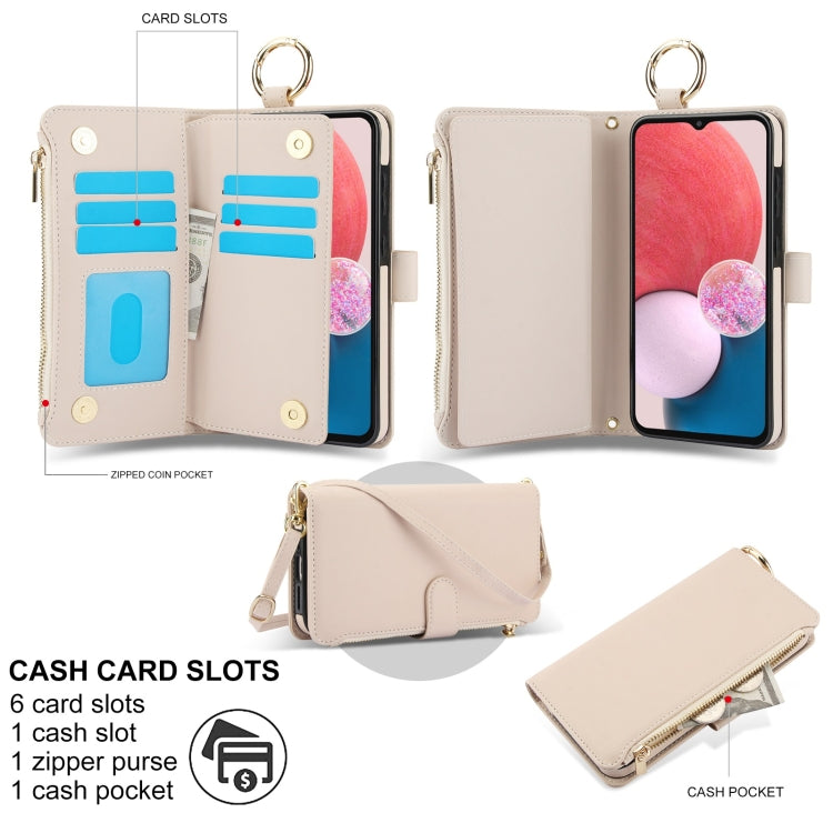 For Samsung Galaxy A13 4G / 5G Crossbody Ring Multifunctional Wallet Leather Phone Case