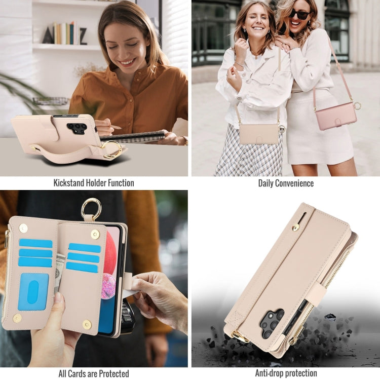 For Samsung Galaxy A13 4G / 5G Crossbody Ring Multifunctional Wallet Leather Phone Case