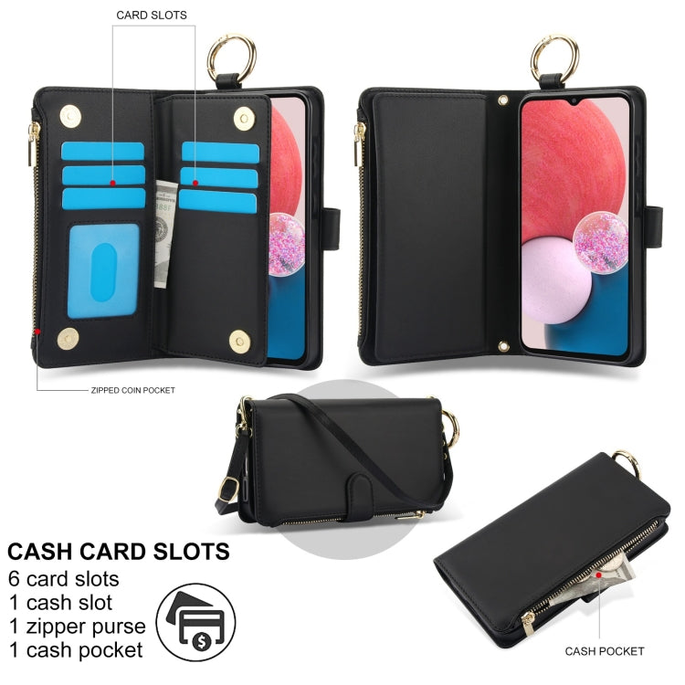 For Samsung Galaxy A13 4G / 5G Crossbody Ring Multifunctional Wallet Leather Phone Case