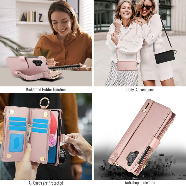 For Samsung Galaxy A13 4G / 5G Crossbody Ring Multifunctional Wallet Leather Phone Case