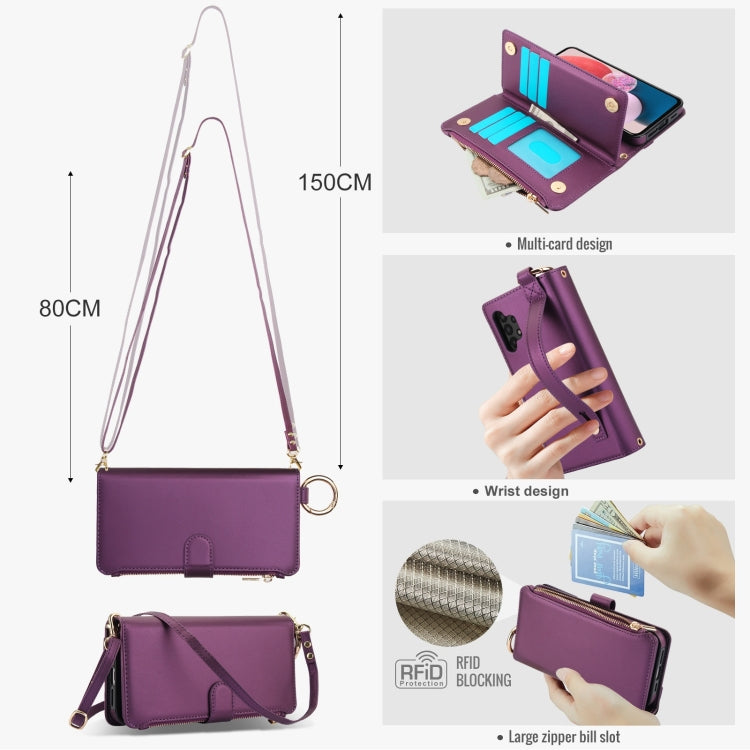 For Samsung Galaxy A13 4G / 5G Crossbody Ring Multifunctional Wallet Leather Phone Case
