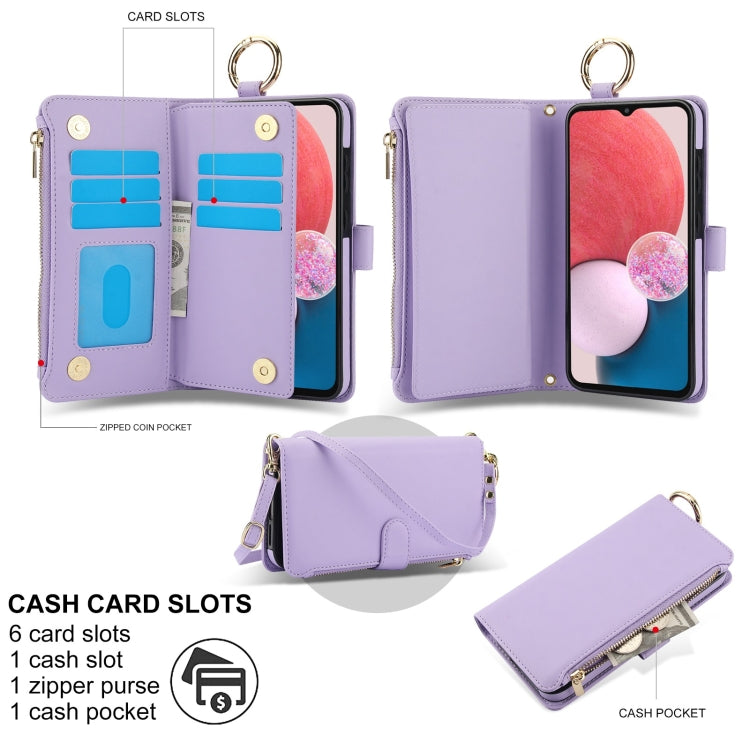 For Samsung Galaxy A13 4G / 5G Crossbody Ring Multifunctional Wallet Leather Phone Case
