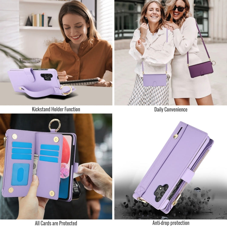 For Samsung Galaxy A13 4G / 5G Crossbody Ring Multifunctional Wallet Leather Phone Case